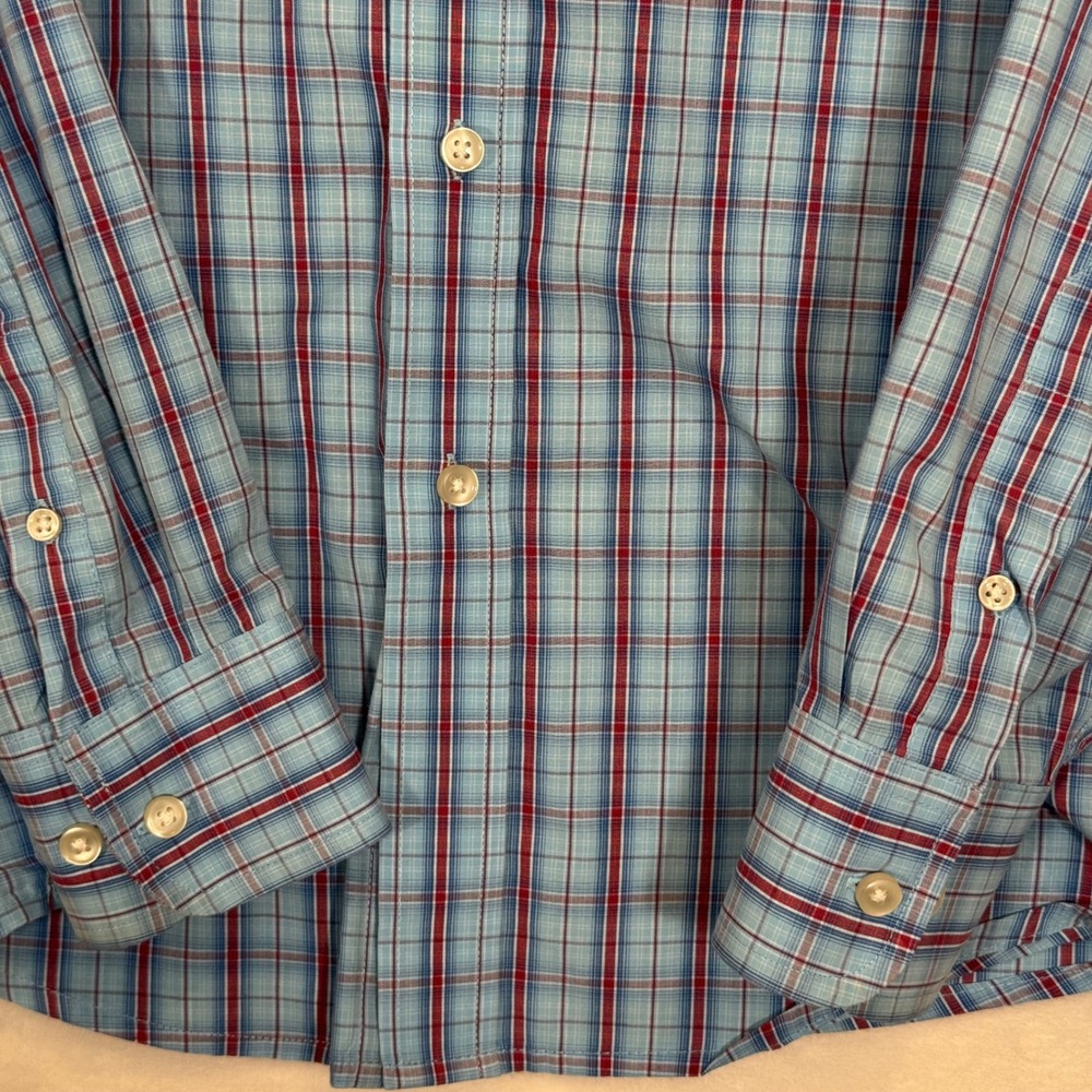 Wrangler Blue Plaid Button Down Shirt Large - Picture 5 of 8